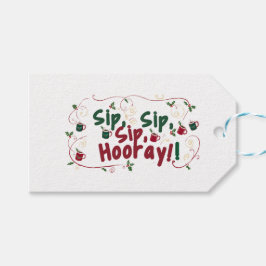 Etiqueta Para Presente Sip, Sip, Hooray!, Design de Encontro de Feriados