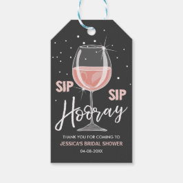 Etiqueta Para Presente Sip Sip Hooray Tags Wine Bottle Pink Chá de panela