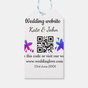 Etiqueta Para Presente Site de casamento mínimo simples Q R código adicio
