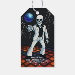 Etiqueta Para Presente Skeleton Halloween Disco Party Obrigado