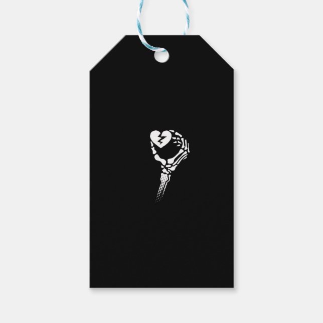 Etiqueta Para Presente Skeleton Hand Segurando Coração (Frente)