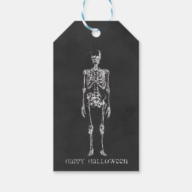 Etiqueta Para Presente Sketeton Happy Halloween (Frente)