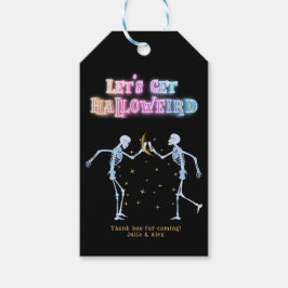 Etiqueta Para Presente Skull Neon Halloween Halloweire Dançando Esqueleto