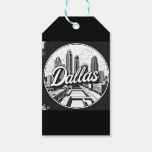 Etiqueta Para Presente Skyline Black and White Cityscape de Dallas Texas