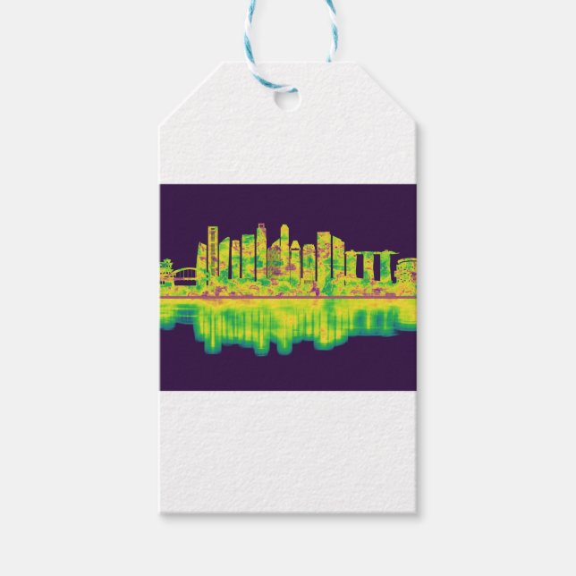 Etiqueta Para Presente Skyline de Singapura (Frente)