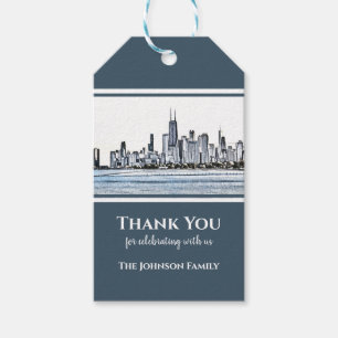 Etiqueta Para Presente Skyline Personalizado de Chicago Obrigado