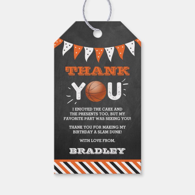 Etiqueta Para Presente Slam Dunking O Grande | Aniversário de basquete (Frente)