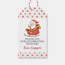 Etiqueta Para Presente Sleigh do Papai Noel de Natal Primeiro Aniversário