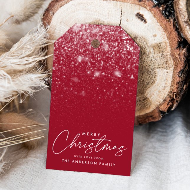 Etiqueta Para Presente Snowdrift Cranberry Felry Christmas (Criador carregado)