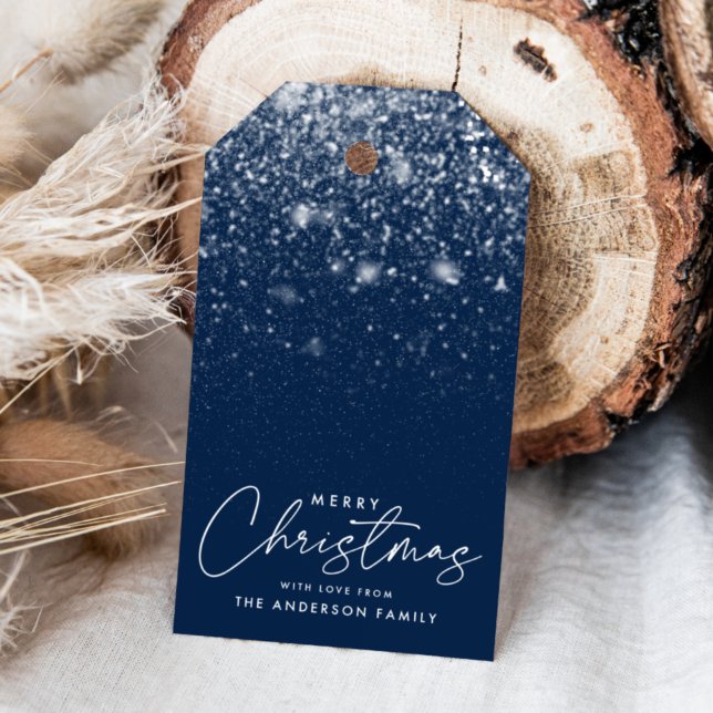 Etiqueta Para Presente Snowdrift Marinho Azul Feliz Natal (Criador carregado)