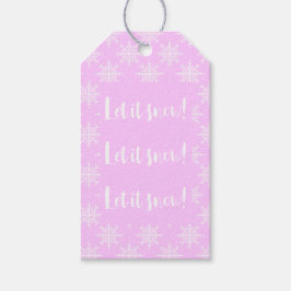 Etiqueta Para Presente Snowflake Pink Deixe-o nevar Feriado de Natal