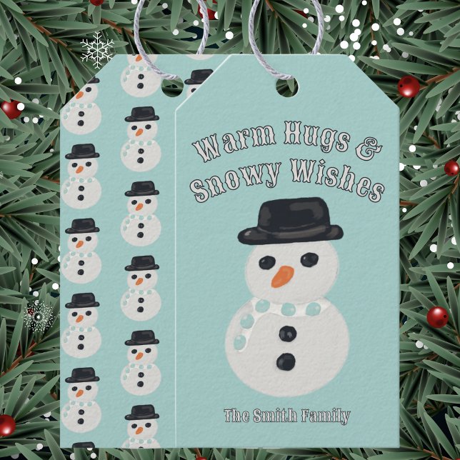 Etiqueta Para Presente Snowman Christmas Card (Criador carregado)