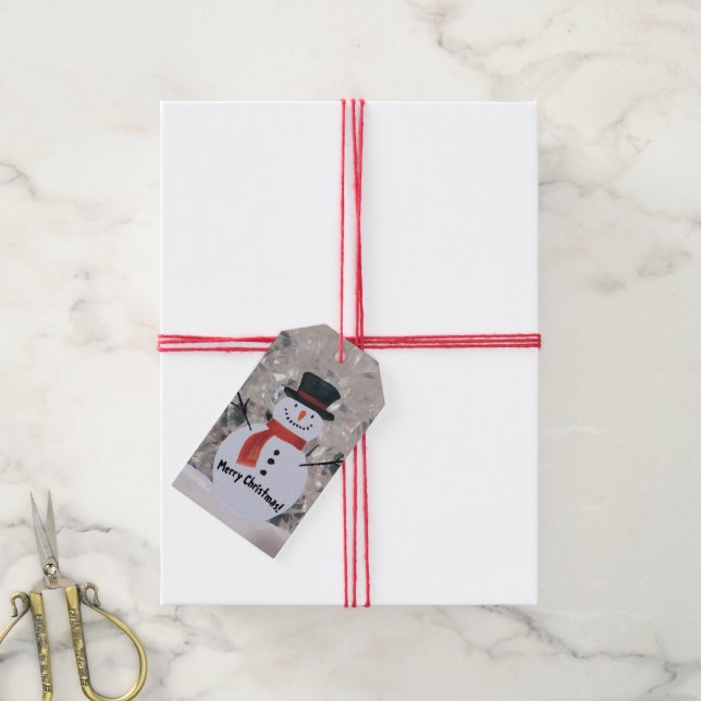 Etiqueta Para Presente Snowman Com Scarf (Com cordão)
