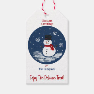 Etiqueta Para Presente Snowman Red PERSONALIZE longo