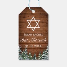 Etiqueta Para Presente Snowy Wood & Forest Rural Pine Bat Mitzvah