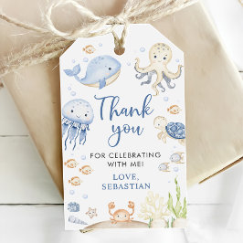 Etiqueta Para Presente Sob a Festa de aniversário de animais do oceano ma