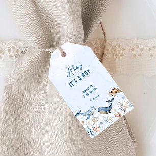 Etiqueta Para Presente Sob o mar Ahoy é um Chá de fraldas de menino