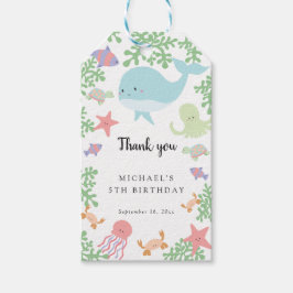 Etiqueta Para Presente Sob o Mar Aniversário, Pastel-Justo Obrigado