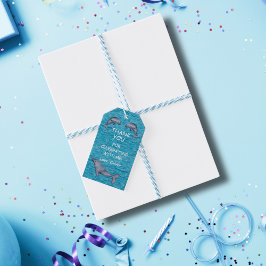 Etiqueta Para Presente Sob O Mar Com Festa de aniversário De Golfinhos