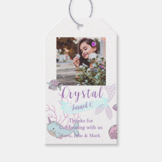 Etiqueta Para Presente Sob o mar, Foto da Sereia, Aniversário do 6