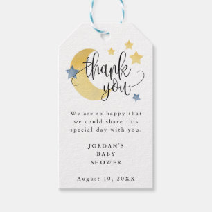 Etiqueta Para Presente Sobre o Chá de fraldas Personalizado Azul-Lua