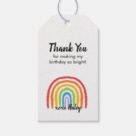 Etiqueta Para Presente Sobre O Rainbow Watercolor Aniversário Obrigado Ta