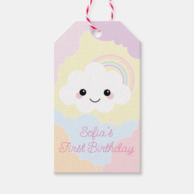 Etiqueta Para Presente Sofia Cloud Birthday Obrigado Favor (Frente)