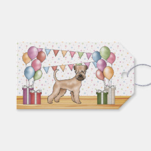 Etiqueta Para Presente Soft-Coated Wheaten Terrier Pastel Feliz Aniversár