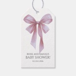 Etiqueta Para Presente Soft Pink Bow Girl Baby Shower Welcome