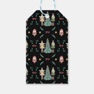 Etiqueta Para Presente Soldados e Fadas de Nozes de Natal em Preto