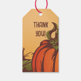 Etiqueta Para Presente Solitário de abóbora no campo. As folhas do outono