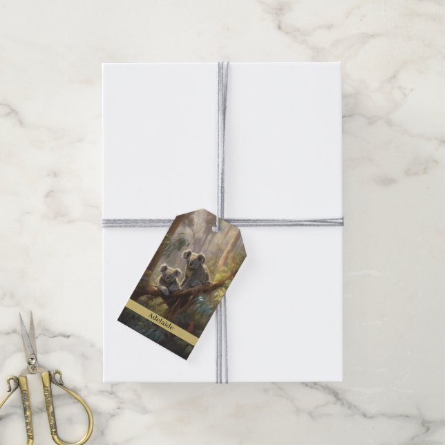 Etiqueta Para Presente Sonhos da Floresta de Koala, personalizado  (Com cordão)