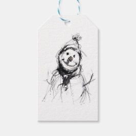 Etiqueta Para Presente Sorrindo Feliz Snowman
