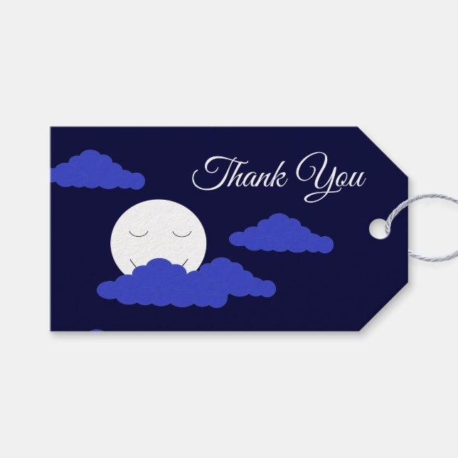 Etiqueta Para Presente Sorriso de lua cheia com nuvens (Frente (horizontal))