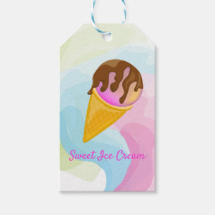 Etiqueta Para Presente Sorvete doce colorido em um cone