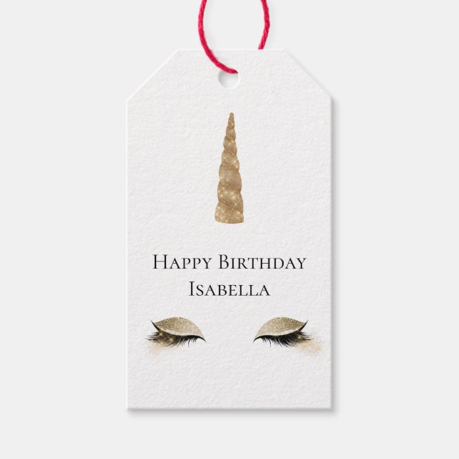 Etiqueta Para Presente Sparkle Dourada Glam Unicorn (Frente)