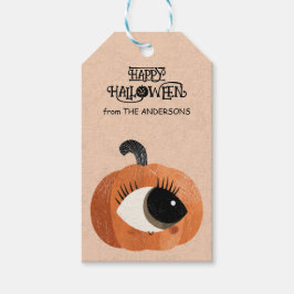 Etiqueta Para Presente Spooky Cute Cyclop Pumpkin Watercolor Halloween