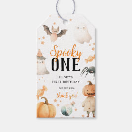 Etiqueta Para Presente Spooky, Um Aniversário De Halloween Obrigado