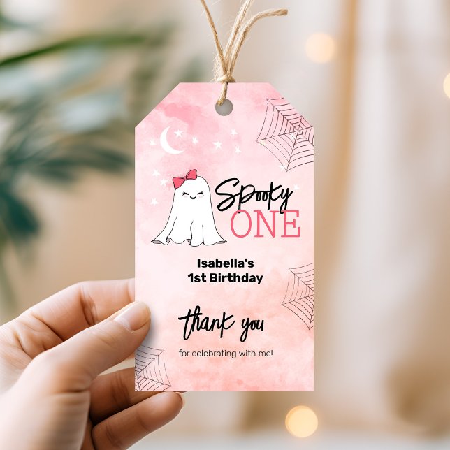 Etiqueta Para Presente Spooky, Um primeiro aniversario De Menina, Obrigad (Criador carregado)