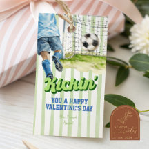 Sports Soccer Kickin Stripe Valentine Tag