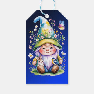 Etiqueta Para Presente Spring Gnome with Bunny and Bluebird
