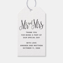 Etiqueta Para Presente Sr. e Sra. Black e White obrigado de casamento