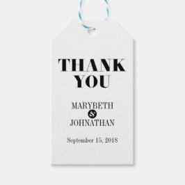 Etiqueta Para Presente Sr. e Sra. Modern Bold Wedding Obrigado Tag