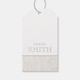 Etiqueta Para Presente Sr. & Sra. Casamento Daqui Cinza Branca