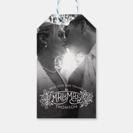 Etiqueta Para Presente Sr. & Sra. obrigado que do casamento no inverno do