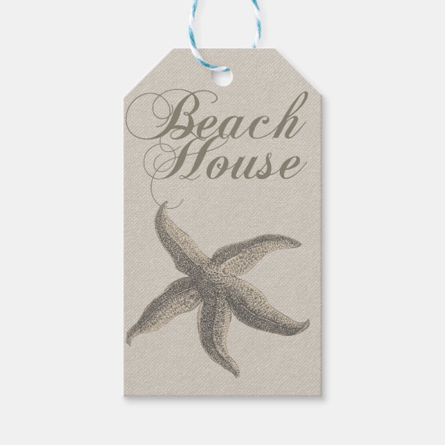 Etiqueta Para Presente Starfish Beach House Seashore Coastal (Frente)