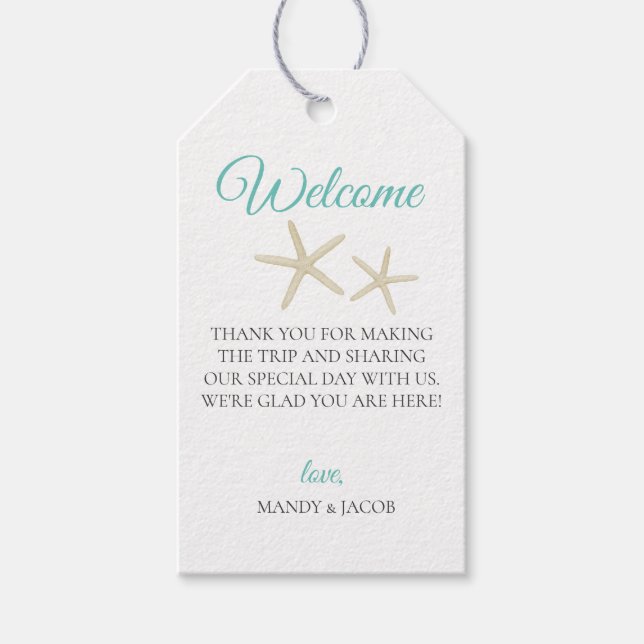 Etiqueta Para Presente Starfish Beach Wedding Bag (Frente)