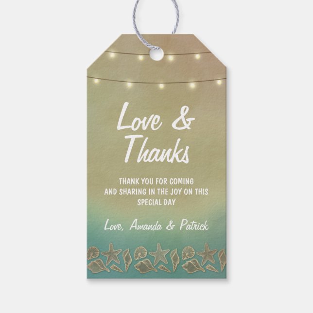 Etiqueta Para Presente Starfish Tropical +Seashell Wedding Obrigado Etiqu (Frente)