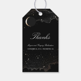 Etiqueta Para Presente Starry Night Crescent Moon Black e Dourado Weding