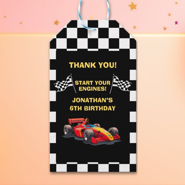 Etiqueta Para Presente Start Your Engines! Fun Racing Driver Birthday  (Criador carregado)